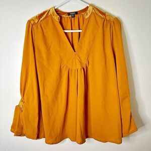 Blouse Women Flowy Mustard Long Sleeve Size M‎ Xoxo Brand